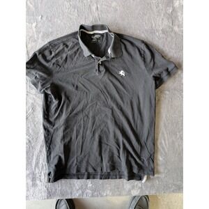 Express Mens Pique Polo Shirt XL Black Short Sleeve Lion Logo Collared Cotton